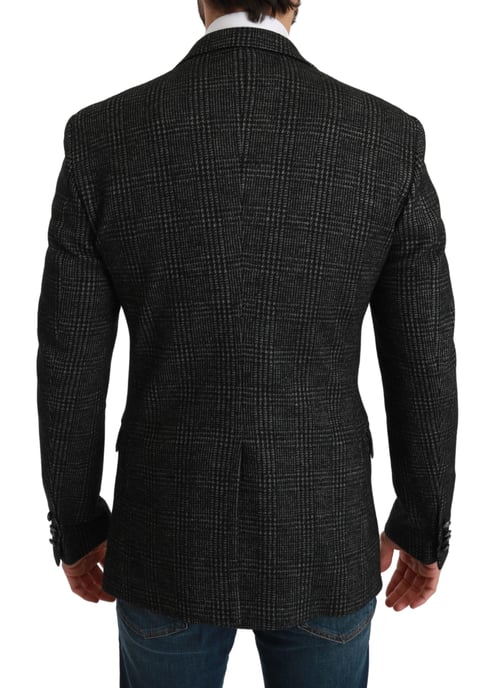 Dolce & Gabbana Grårutig Slim Fit Blazer Jacka - Image 3