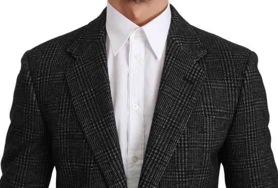 Dolce & Gabbana Grårutig Slim Fit Blazer Jacka - Image 4