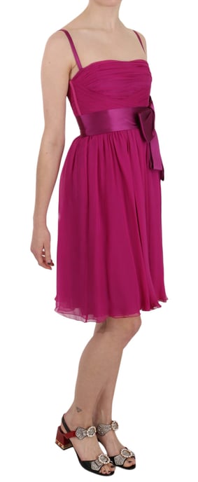 Dolce & Gabbana Fuchsia Rosa Sidenklänning utan ärmar med Schlefthänge - Image 2