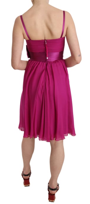 Dolce & Gabbana Fuchsia Rosa Sidenklänning utan ärmar med Schlefthänge - Image 4
