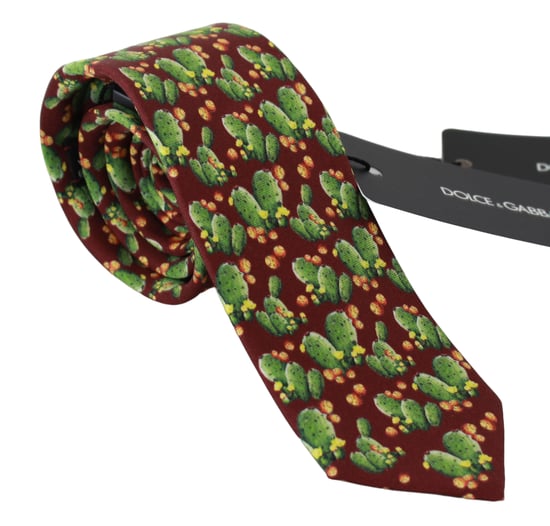 Dolce & Gabbana Heren Multicolor 100% Zijde Cactus Print Klassieke Stropdas - Image 1