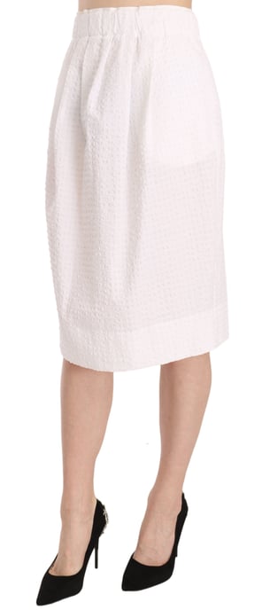 L' AUTRE CHOSE White Jacquard Plain Weave Stretch Midi Skirt