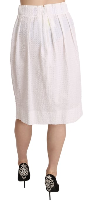 L' AUTRE CHOSE White Jacquard Plain Weave Stretch Midi Skirt