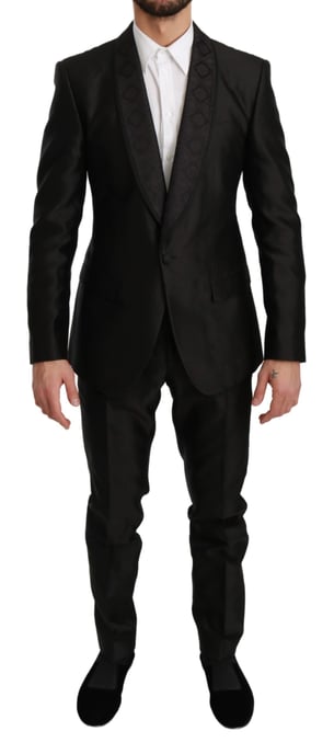 Dolce & Gabbana Black Slim Fit 2-delad MARTINI Silkesdräkt - Image 1