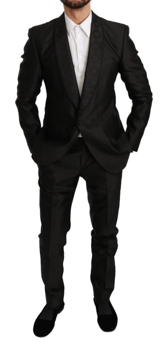 Dolce & Gabbana Black Slim Fit 2-delad MARTINI Silkesdräkt - Image 6