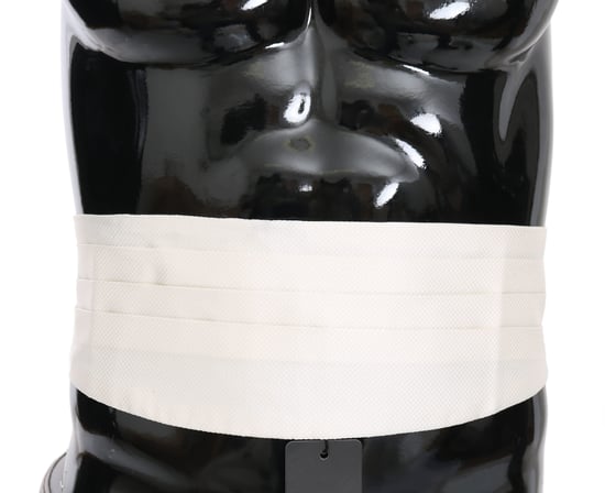 Dolce & Gabbana Witte Mannen Taille Riem 100% Zijde Cummerbund - Image 1
