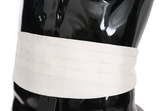 Dolce & Gabbana Witte Mannen Taille Riem 100% Zijde Cummerbund - Image 4