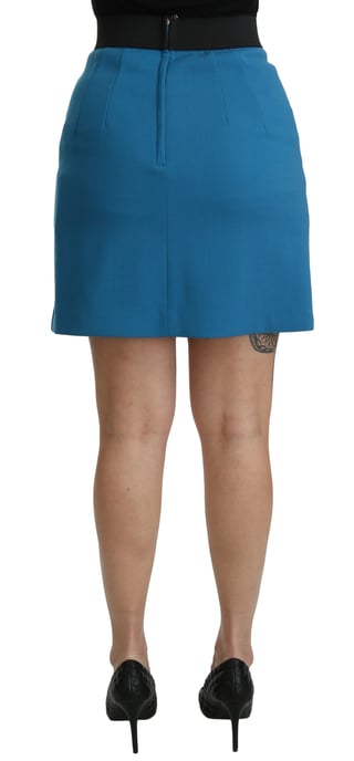 Dolce & Gabbana Blue Embellished High Waist Mini Wool Skirt - Image 5