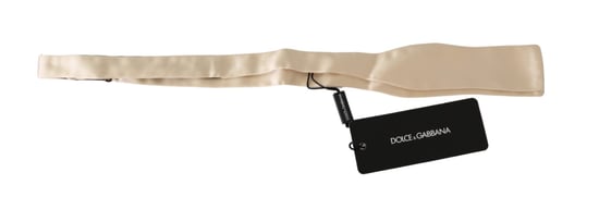 Dolce & Gabbana Beige Slim Skinny Men Necktie 100% Silk Tie - Image 2