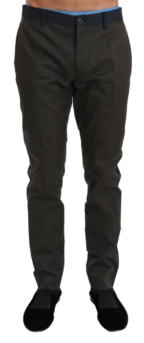 Dolce & Gabbana Heren Blauw Grijze Gestreepte Katoenen Broek - Image 1
