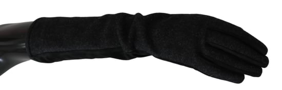 Dolce & Gabbana Vrouwen Zwart Grijs Mid Arm Lengte Wollen Handschoenen - Image 3