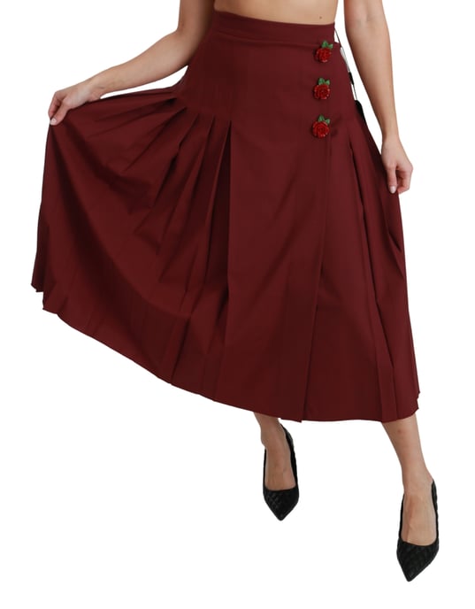 Dolce & Gabbana Rode geplooide maxi wollen rok met hoge taille voor dames - Image 2