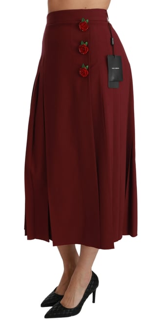Dolce & Gabbana Rode geplooide maxi wollen rok met hoge taille voor dames - Image 4