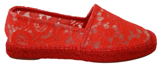 Dolce & Gabbana Red Lace Cotton Espadrilles Flats Shoes - Image 1