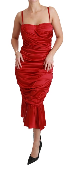 Dolce & Gabbana Röd Silk Stretch Mermaid Bodycon Klänning - Image 6