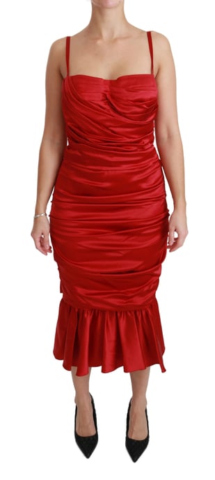 Dolce & Gabbana Röd Silk Stretch Mermaid Bodycon Klänning - Image 1