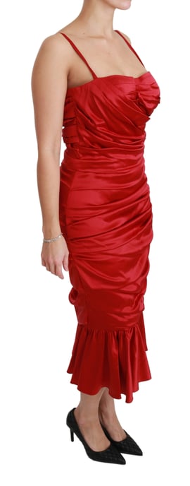 Dolce & Gabbana Röd Silk Stretch Mermaid Bodycon Klänning - Image 2