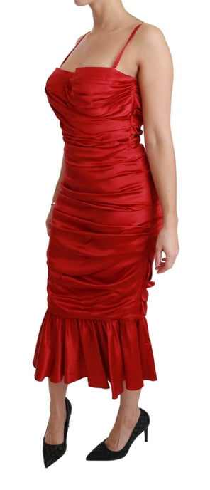 Dolce & Gabbana Röd Silk Stretch Mermaid Bodycon Klänning - Image 3