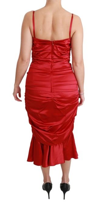 Dolce & Gabbana Röd Silk Stretch Mermaid Bodycon Klänning - Image 4