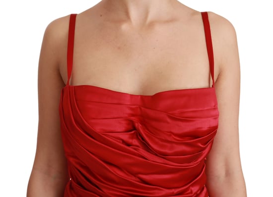Dolce & Gabbana Röd Silk Stretch Mermaid Bodycon Klänning - Image 5