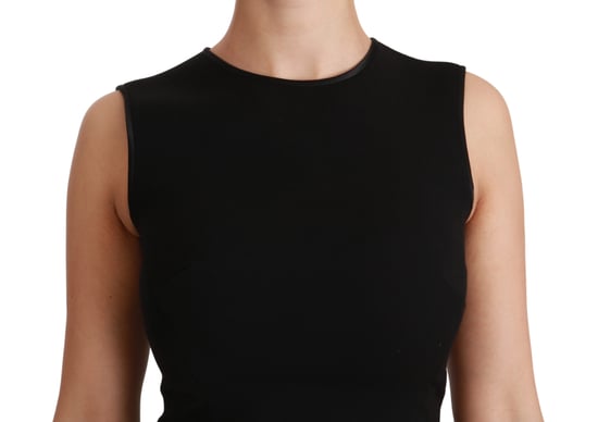 Dolce & Gabbana Black Fit Flare Wool Stretch Sheath Dress - Image 5
