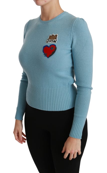 Dolce & Gabbana Blå Ull Drottning Hjärta Tröja - Image 3