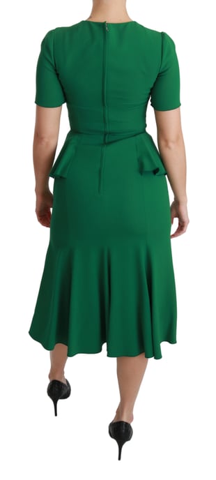 Dolce & Gabbana Grön Hjärta Patches Havfru Midi Viskosklänning - Image 4