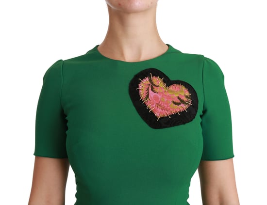 Dolce & Gabbana Grön Hjärta Patches Havfru Midi Viskosklänning - Image 5