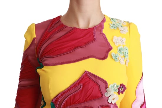 Dolce & Gabbana Gul Blommig Kristall Bodycon Klänning - Image 5