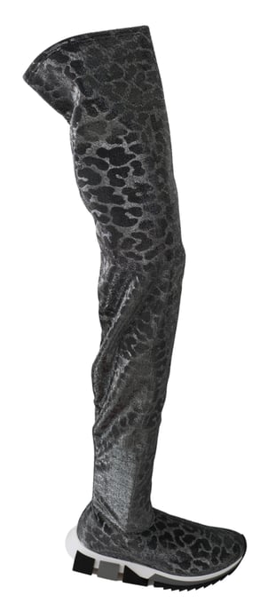 Dolce & Gabbana Grau Leopard High Top Sneakers Booties Schuhe