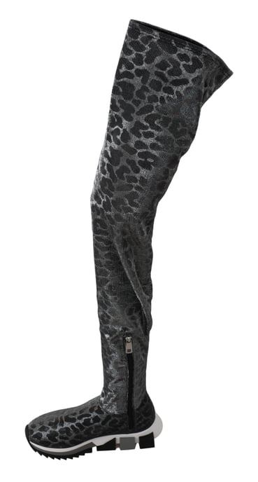 Dolce & Gabbana Grau Leopard High Top Sneakers Booties Schuhe