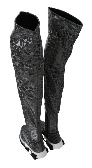 Dolce & Gabbana Grau Leopard High Top Sneakers Booties Schuhe