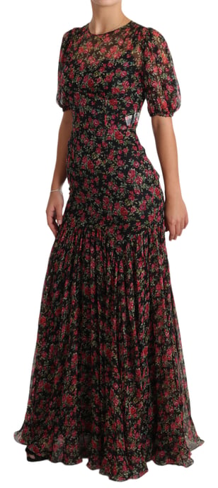 Dolce & Gabbana Svart Blomsterrosor A-linjeformad Skiftklänning - Image 5