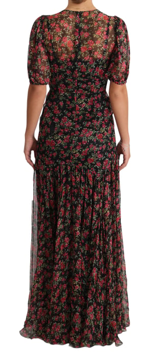 Dolce & Gabbana Svart Blomsterrosor A-linjeformad Skiftklänning - Image 2