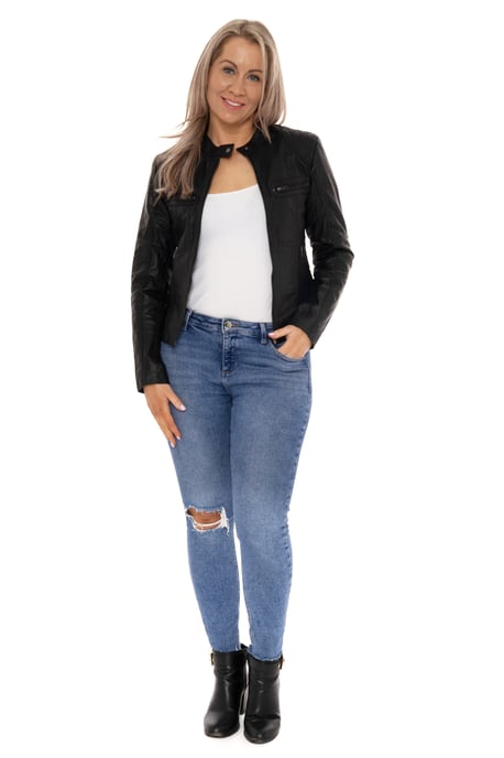 Pelle D’annata Ladies Real Leather Biker Jacket in Black