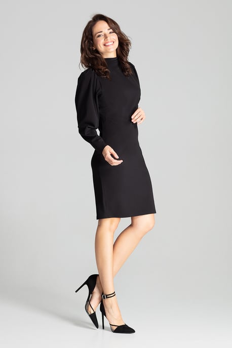 Black Long Sleeve Midi Dress