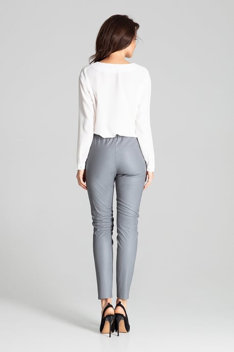 Grey Fitted Eco-leather Trousers