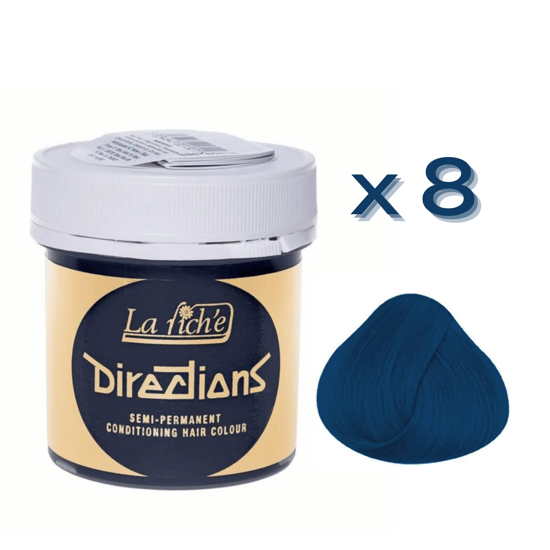 8 x La Riche Directions Semi-Permanent Hair Color 88ml Tubs - DENIM BLUE