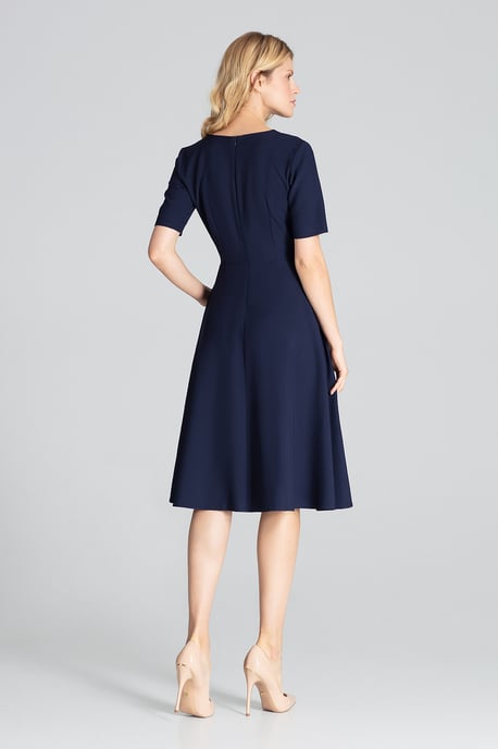 Navy Midi Dress with Short Sleeves