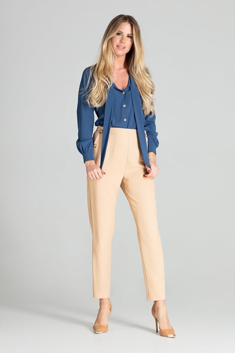 Beige Tapered Trousers