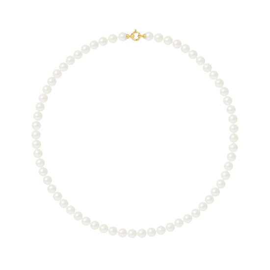 DIADEMA - Necklace - Princess - Real Freshwater Pearls - White - Yellow Gold - Image 1