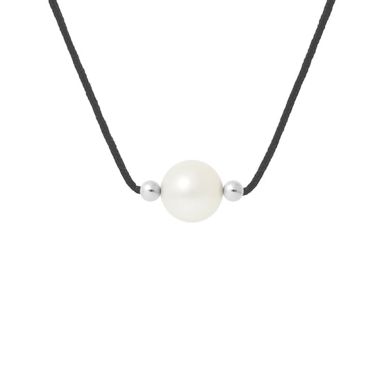 DIADEMA - Necklace Black Nylon - Freshwater Pearl - White - Image 1
