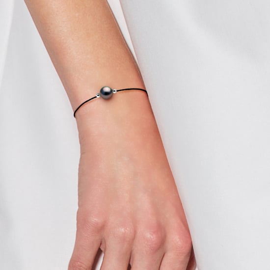 LOVE armband LINK Tahitian Pearl Ronde 8-9 mm Link Nylon Black 925 - Image 2