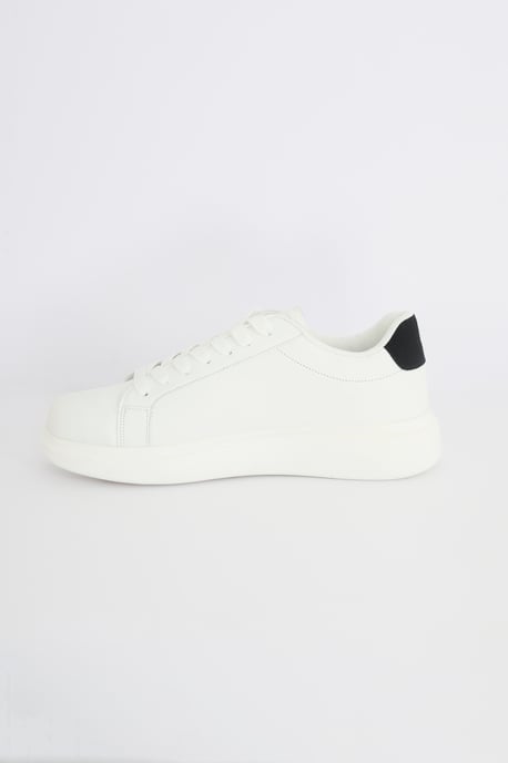 White 'Royal' Faux Leather Chunky Sole Lace Up Trainer