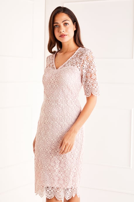Blush Lace Midi Dress