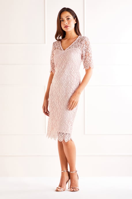 Blush Lace Midi Dress
