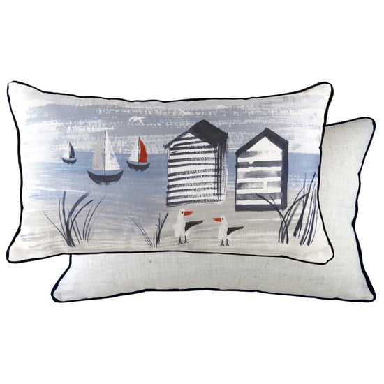 Nautical Beach Huts Cushion - Image 1