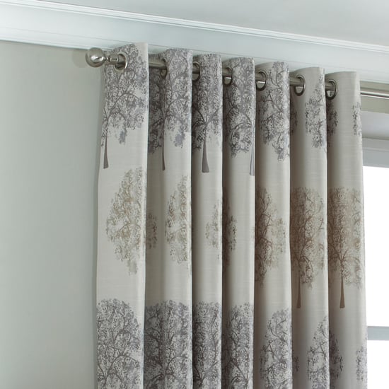 Oakdale Tree Motif Eyelet Curtains in Silver - Image 2