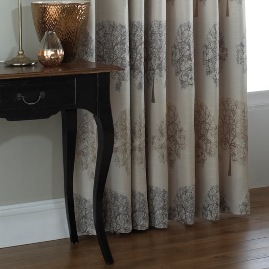 Oakdale Tree Motif Eyelet Curtains in Silver - Image 3