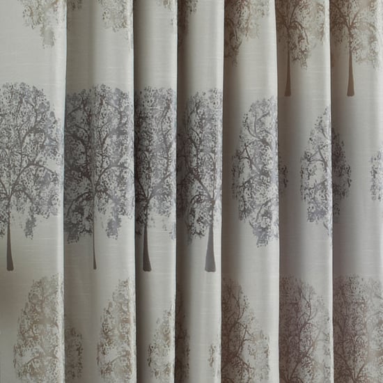 Oakdale Tree Motif Eyelet Curtains in Silver - Image 4